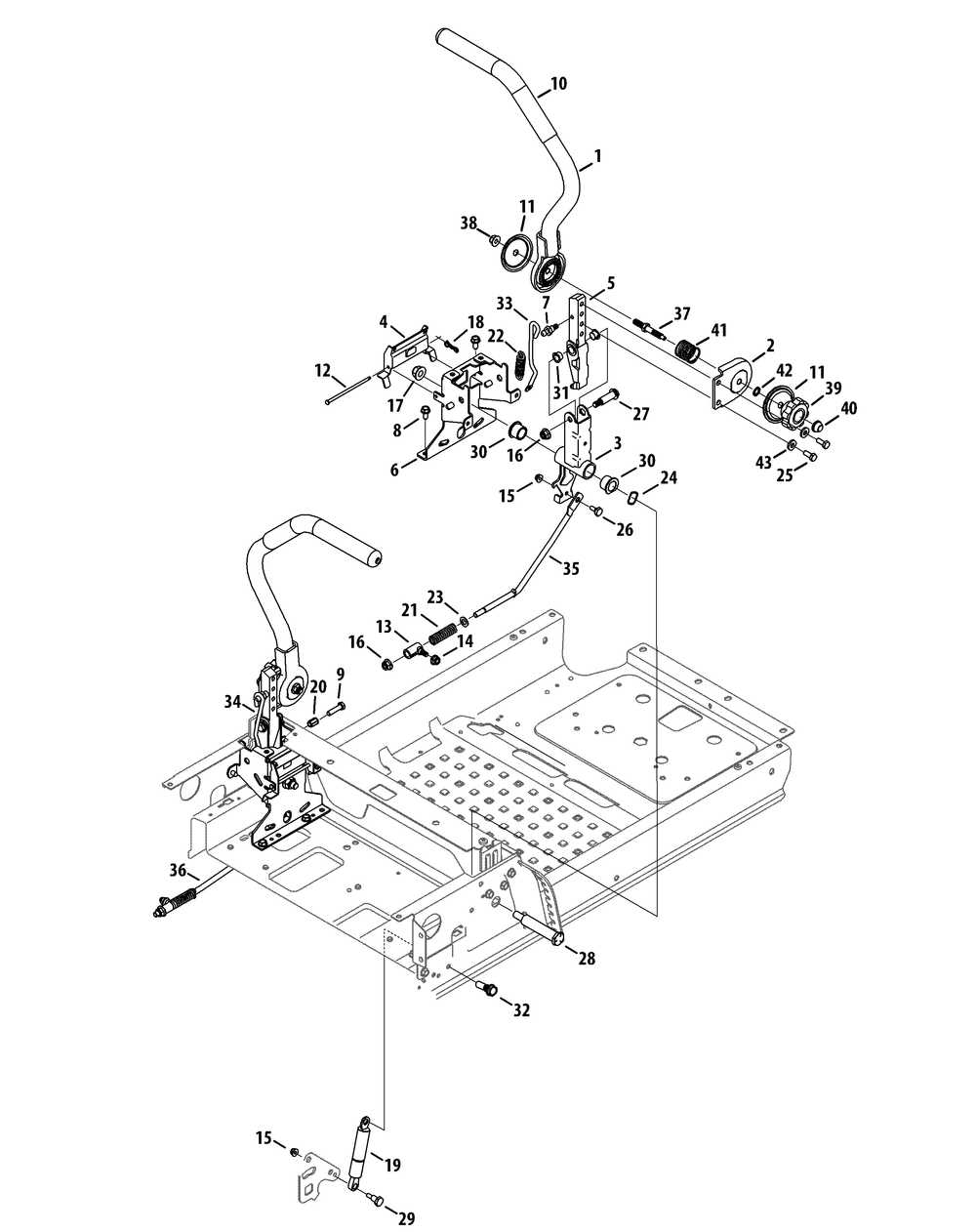 Controls Diagram and Parts List for Z-FORCELZ48 (53ATDAGB-53ATDAGB050)(2014) Cub Cadet Lawn Tractor